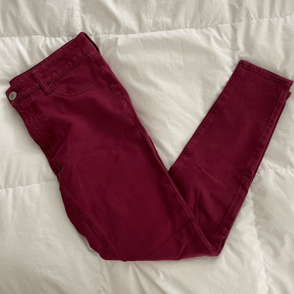 American Eagle Outfitters Knit Stretch Jeggings, Size 8, Maroon